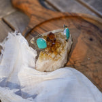 The Canyon Wrap Cuff in Tyrone Turquoise - Golden Road Crafted