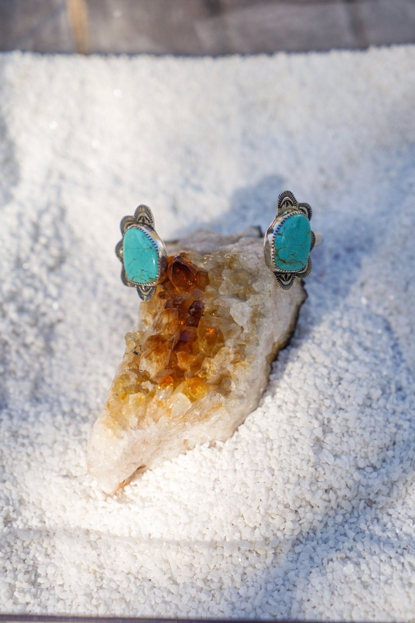 The Canyon Wrap Cuff in Tyrone Turquoise - Golden Road Crafted