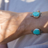 The Canyon Wrap Cuff in Tyrone Turquoise - Golden Road Crafted