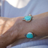 The Canyon Wrap Cuff in Tyrone Turquoise - Golden Road Crafted