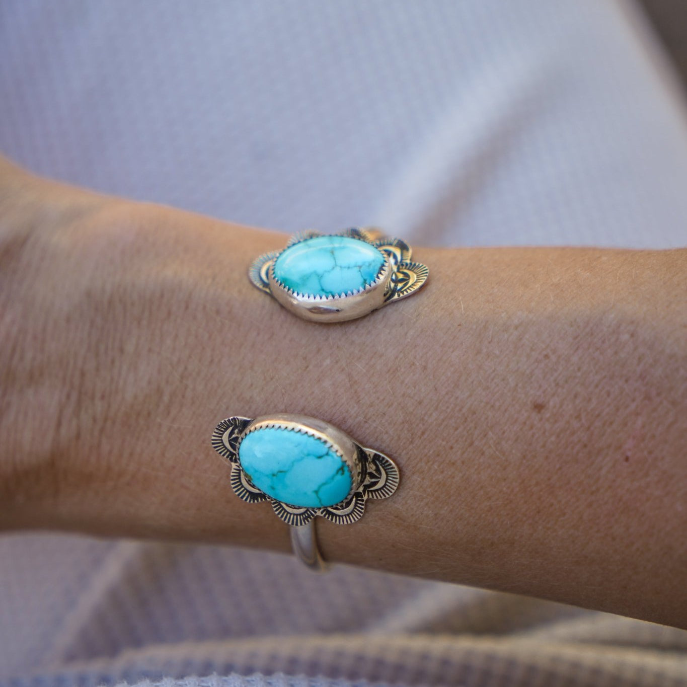 The Canyon Wrap Cuff in Whitewater Turquoise - Golden Road Crafted