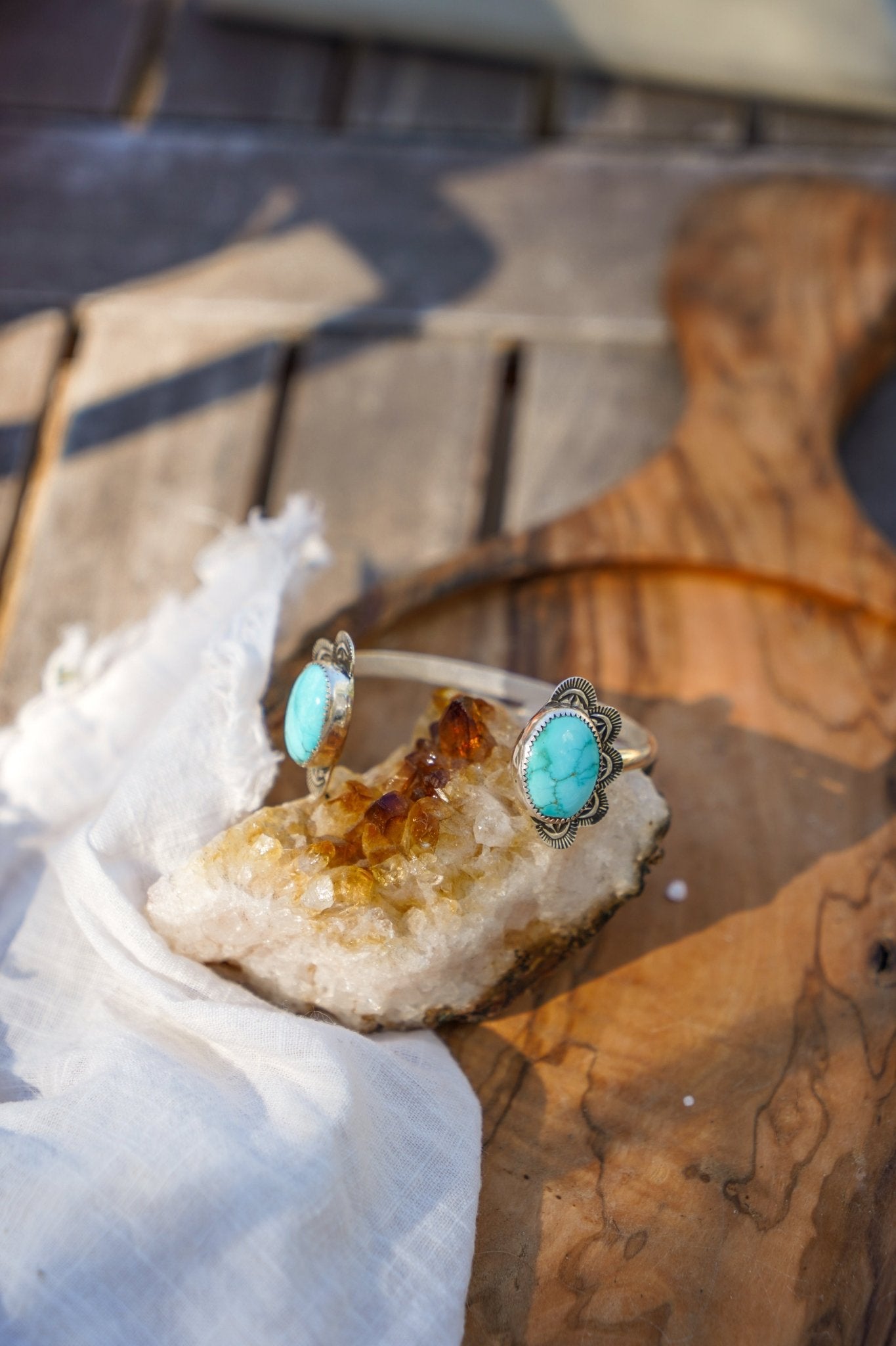 The Canyon Wrap Cuff in Whitewater Turquoise - Golden Road Crafted