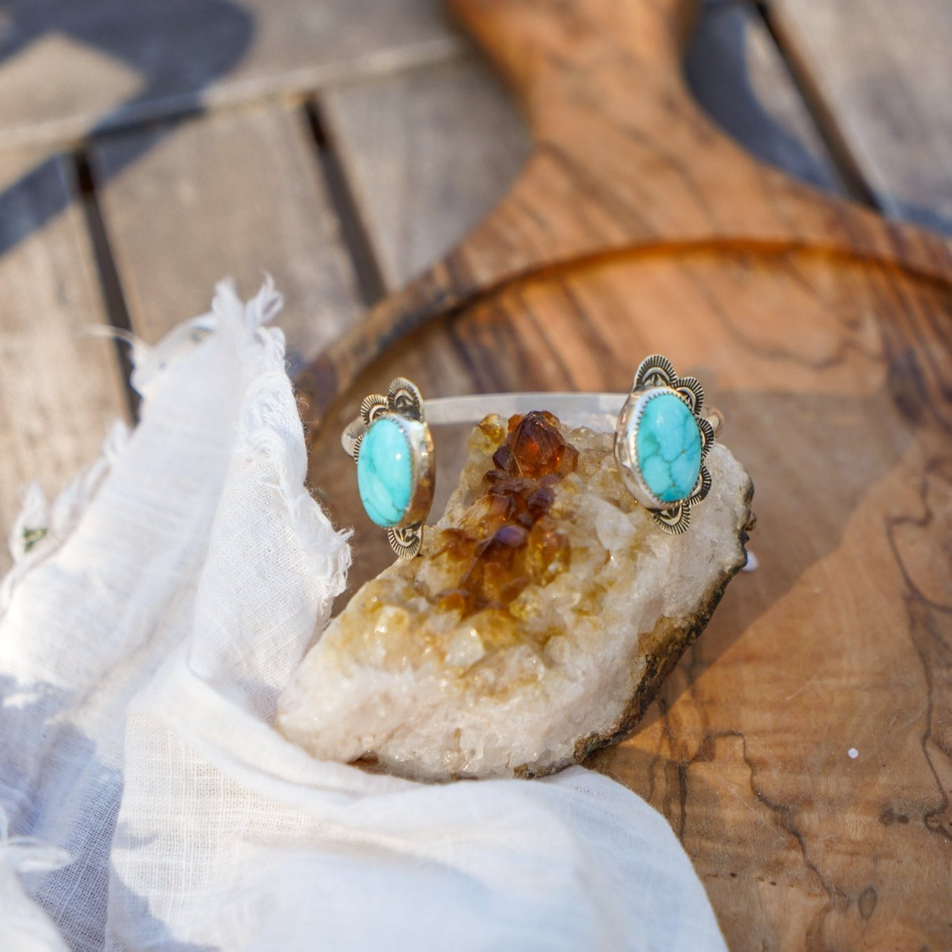 The Canyon Wrap Cuff in Whitewater Turquoise - Golden Road Crafted