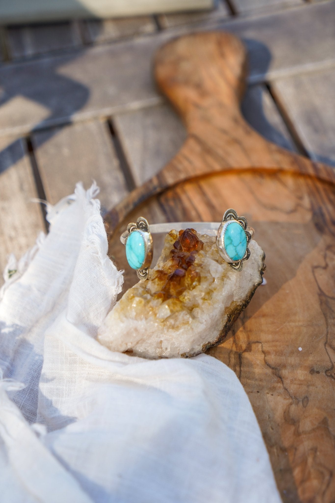The Canyon Wrap Cuff in Whitewater Turquoise - Golden Road Crafted