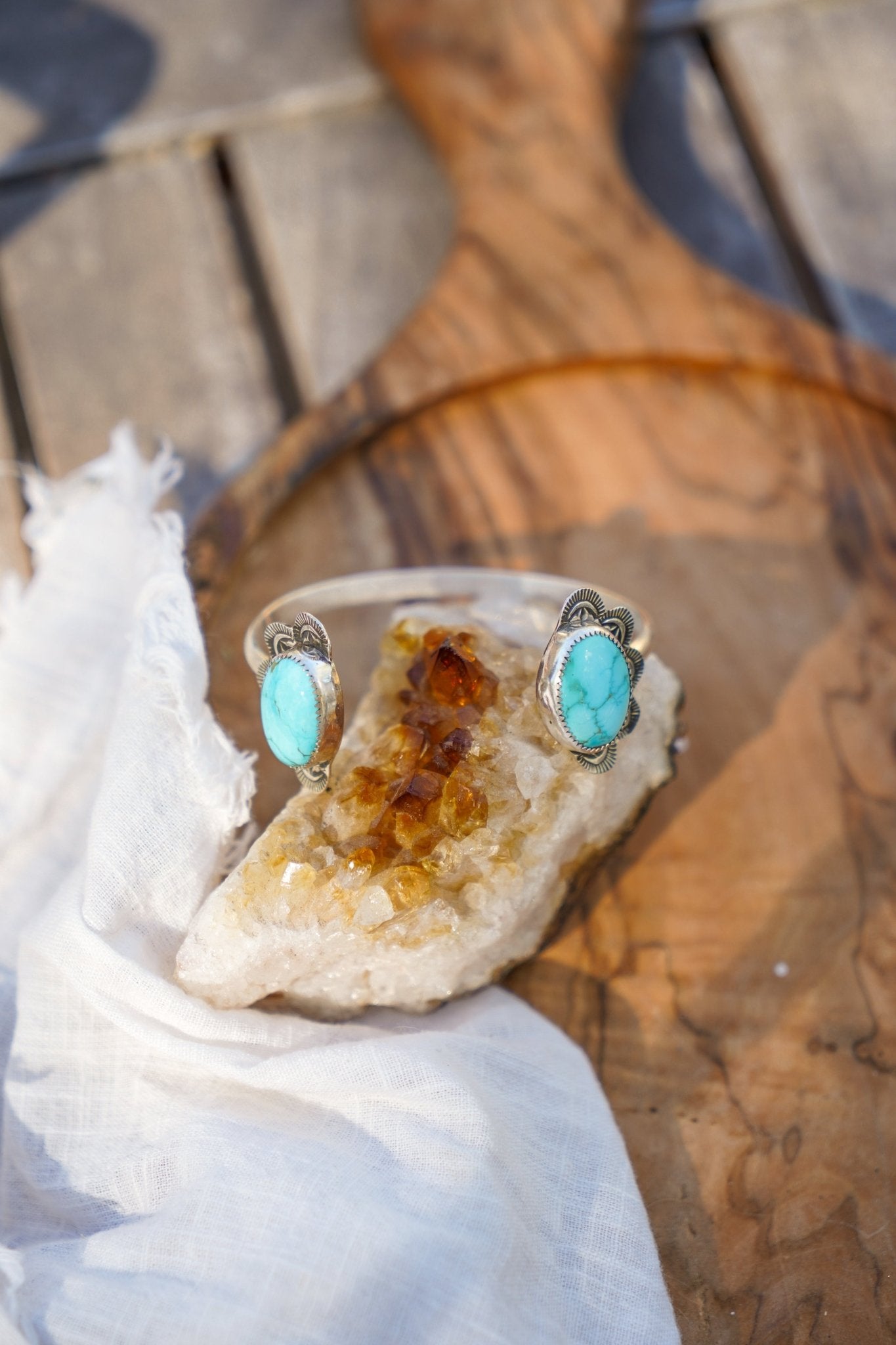 The Canyon Wrap Cuff in Whitewater Turquoise - Golden Road Crafted