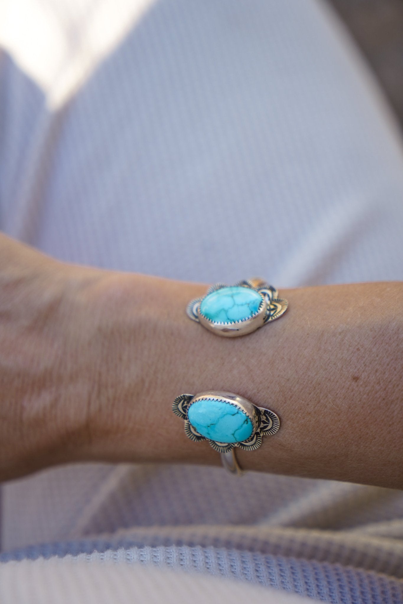 The Canyon Wrap Cuff in Whitewater Turquoise - Golden Road Crafted