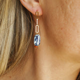 The Cartouche Drops with Hand - Painted Beads + Red Jasper in 14k Gold - Fill - Golden Road Crafted