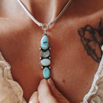 The Cosmic Cairn Choker in Golden Hills Turquoise, Quartz, & Sterling Opal - Golden Road Crafted