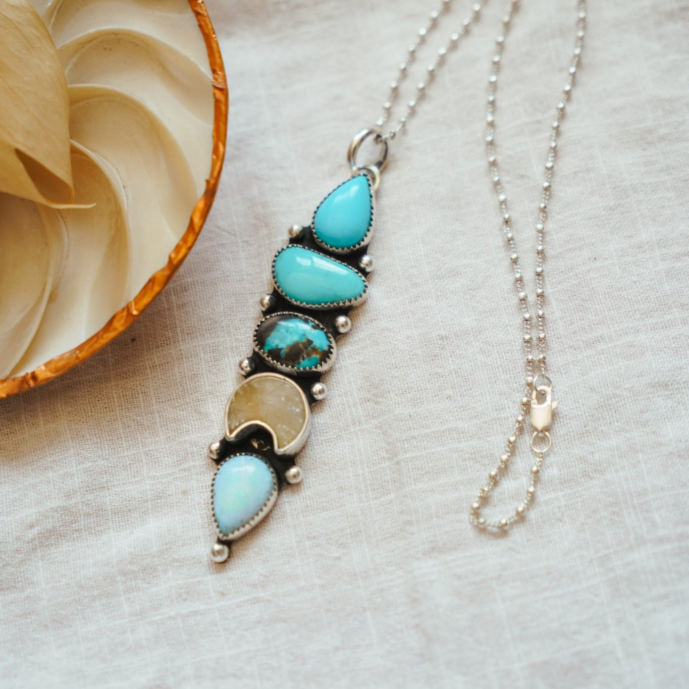 The Cosmic Choker in Campitos, Iron Maiden, Quartz, & Sterling Opal - Golden Road Crafted