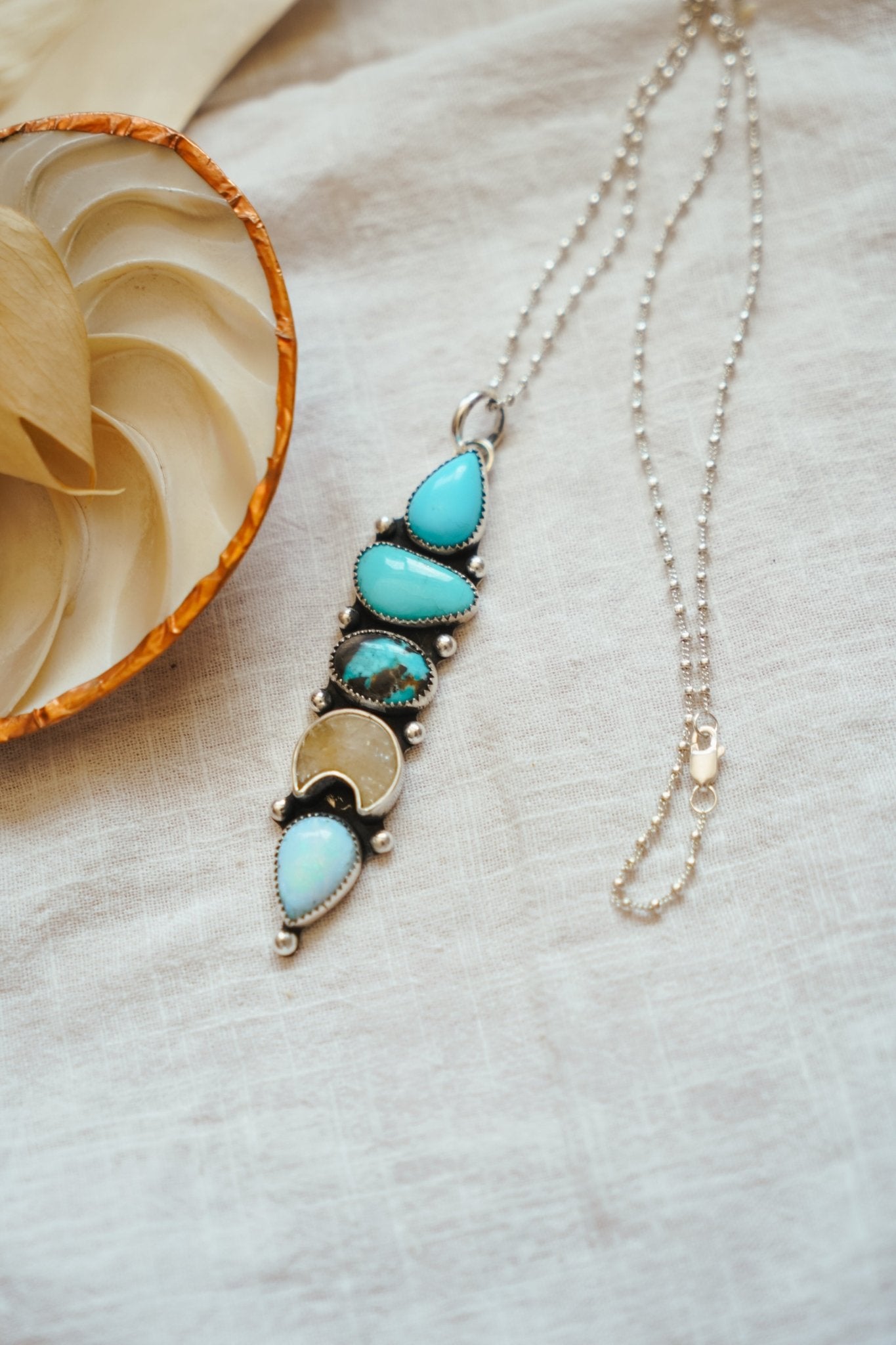 The Cosmic Choker in Campitos, Iron Maiden, Quartz, & Sterling Opal - Golden Road Crafted
