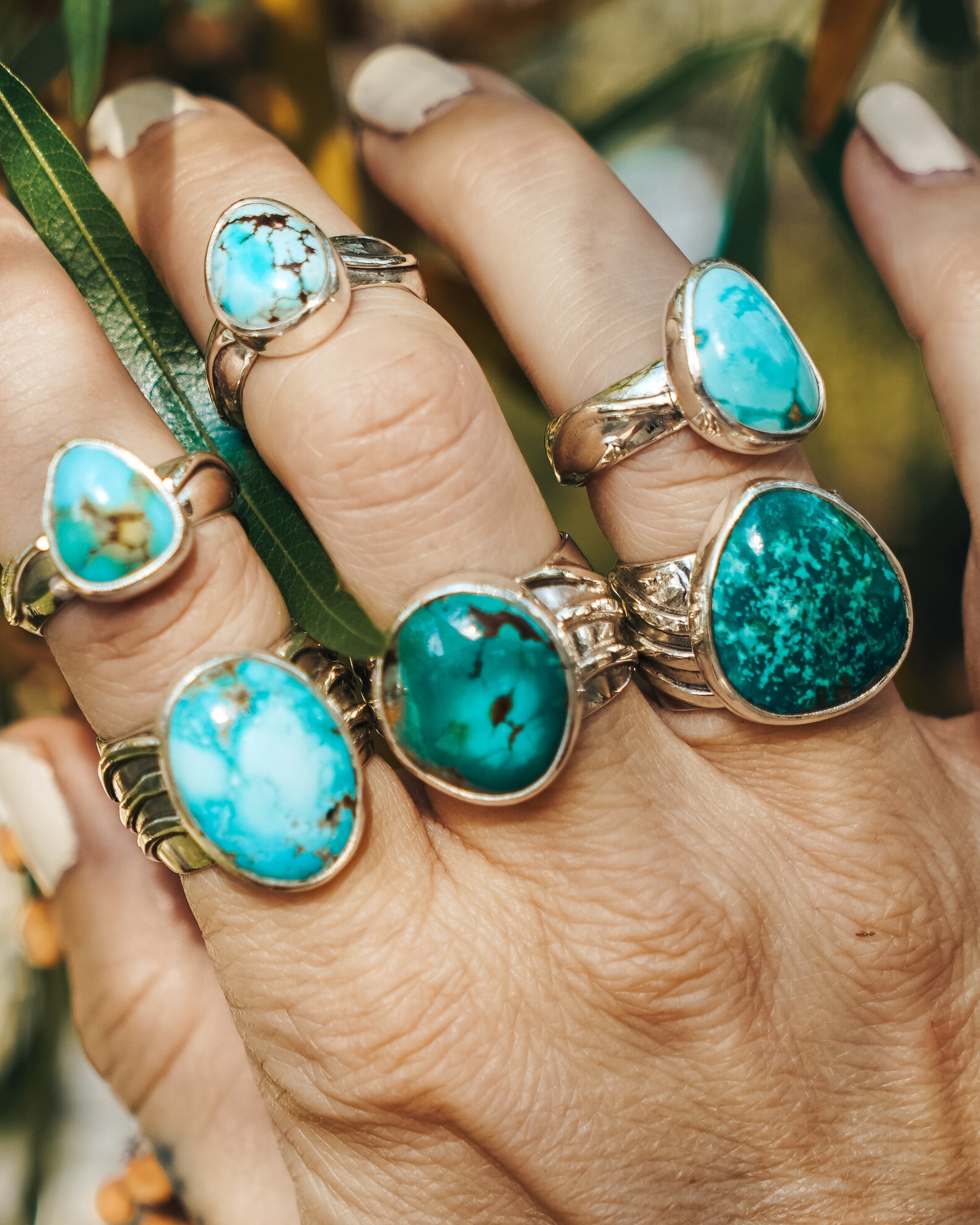 The Crest Ring in Sonoran Mountain Turquoise (Size 7.5) - Golden Road Crafted