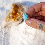The Crest Ring in Sonoran Mountain Turquoise (Size 7.5) - Golden Road Crafted