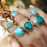 The Crest Ring in Sonoran Mountain Turquoise (Size 7.5) - Golden Road Crafted