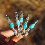 The Desert Bloom Cuff in Egyptian & Lone Mtn Turquoise - Golden Road Crafted