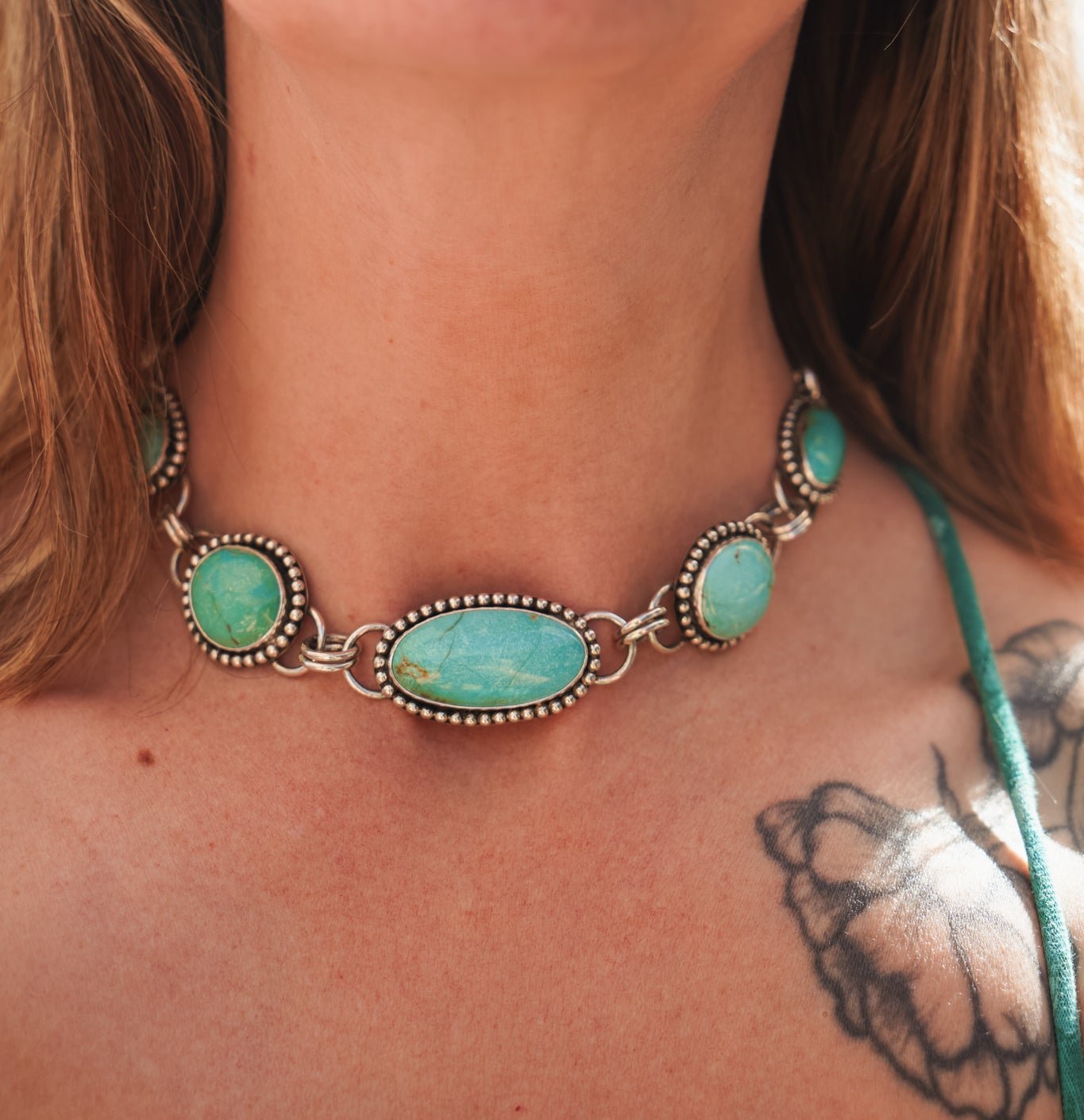 The Desert Cloud Choker in Royston Turquoise - Golden Road Crafted
