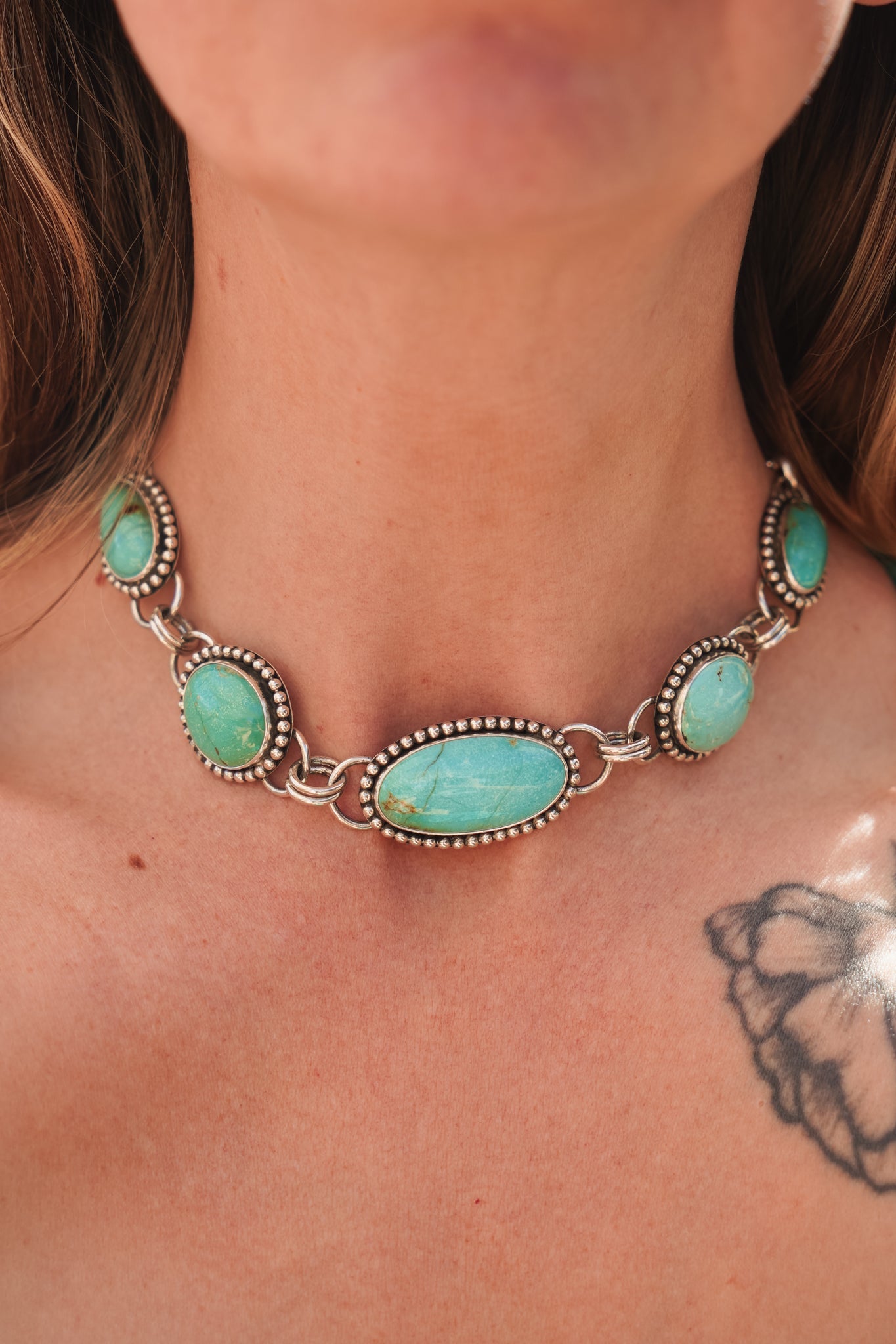 The Desert Cloud Choker in Royston Turquoise - Golden Road Crafted