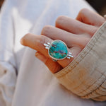 The Desert Compass Ring in Royston Turquoise (Size 8.5) - Golden Road Crafted