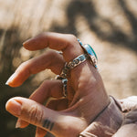 The Desert Compass Ring in Royston Turquoise (Size 8.5) - Golden Road Crafted