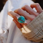The Desert Compass Ring in Royston Turquoise (Size 8.5) - Golden Road Crafted