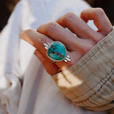 The Desert Compass Ring in Royston Turquoise (Size 8.5) - Golden Road Crafted