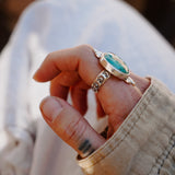 The Desert Compass Ring in Royston Turquoise (Size 8.5) - Golden Road Crafted