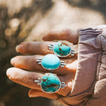 The Desert Compass Ring in Royston Turquoise (Size 8.5) - Golden Road Crafted