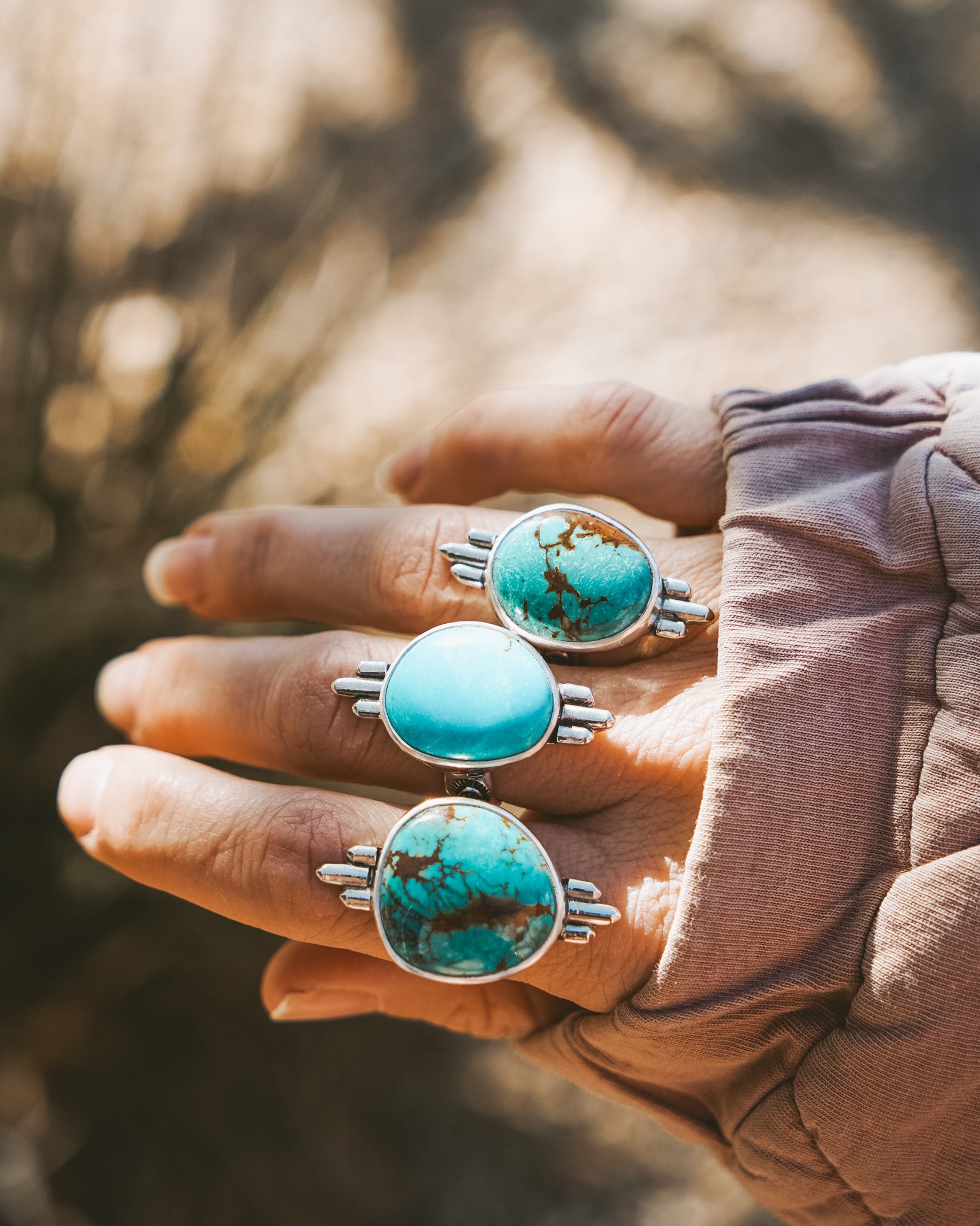 The Desert Compass Ring in Royston Turquoise (Size 8.5) - Golden Road Crafted