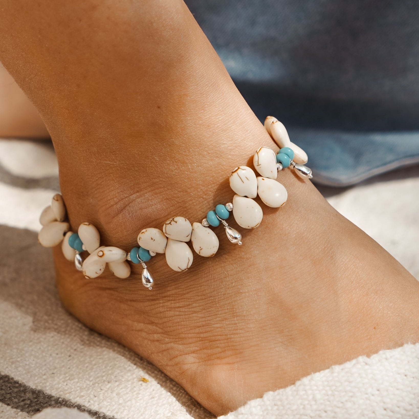 The Desert Dune Anklet in Magnesite - Golden Road Crafted