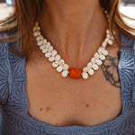 The Desert Dune Choker in Magnesite with Coral - Golden Road Crafted