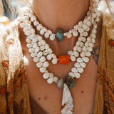 The Desert Dune Choker in Magnesite with Coral - Golden Road Crafted