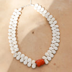 The Desert Dune Choker in Magnesite with Coral - Golden Road Crafted