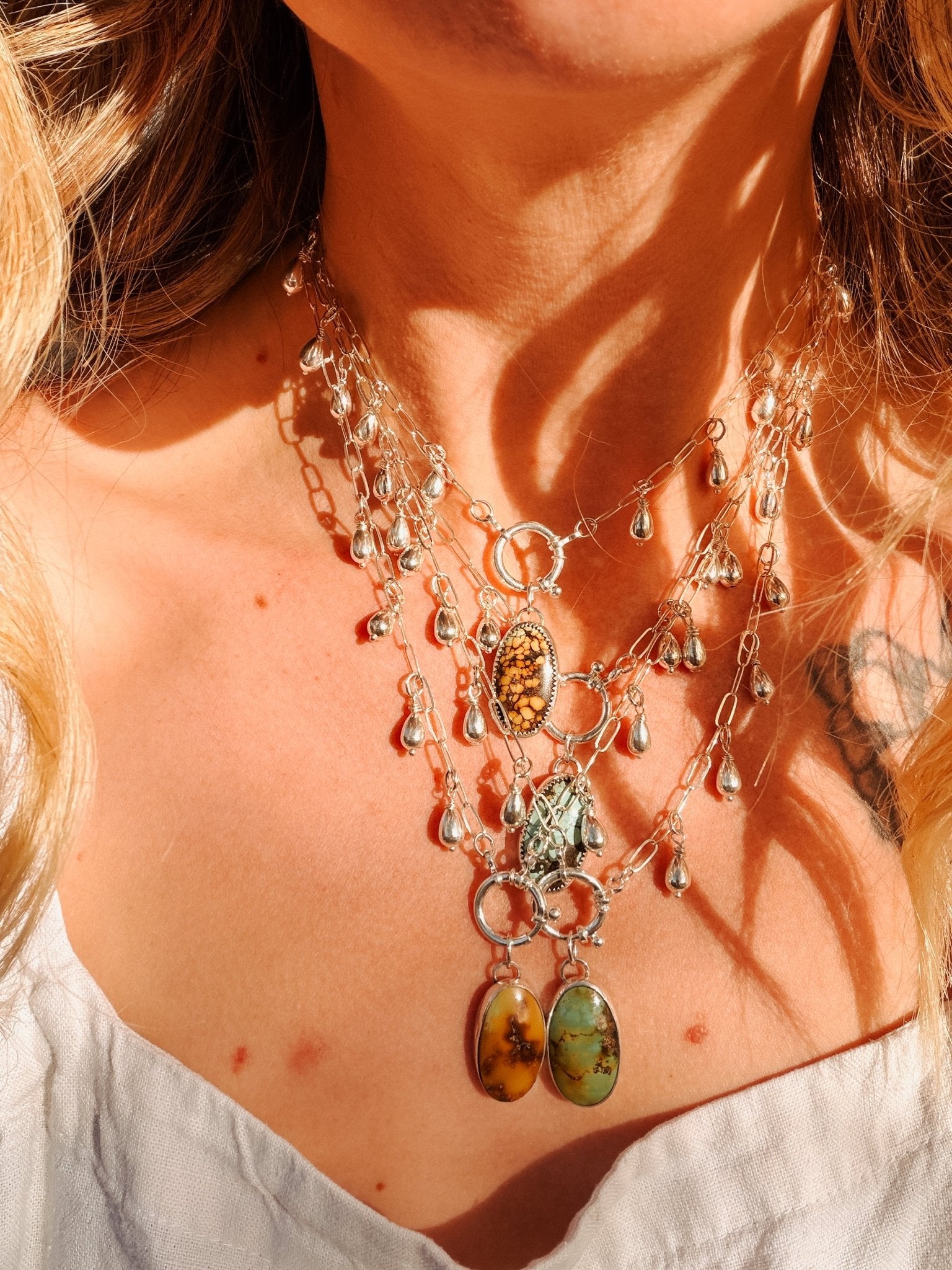 The Drippidy Drop Necklace in Hubei Turquoise - Golden Road Crafted