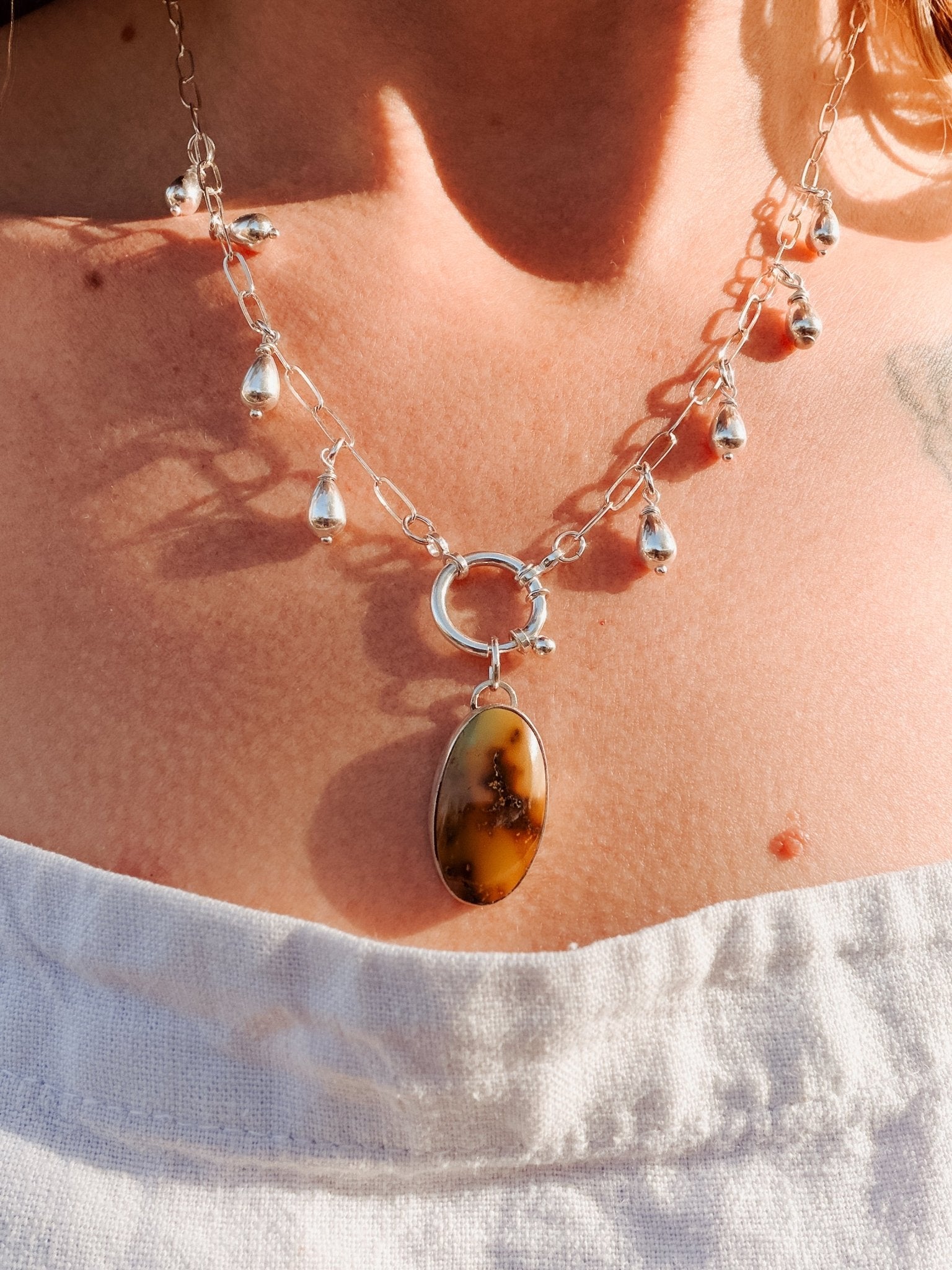 The Drippidy Drop Necklace in Hubei Turquoise - Golden Road Crafted