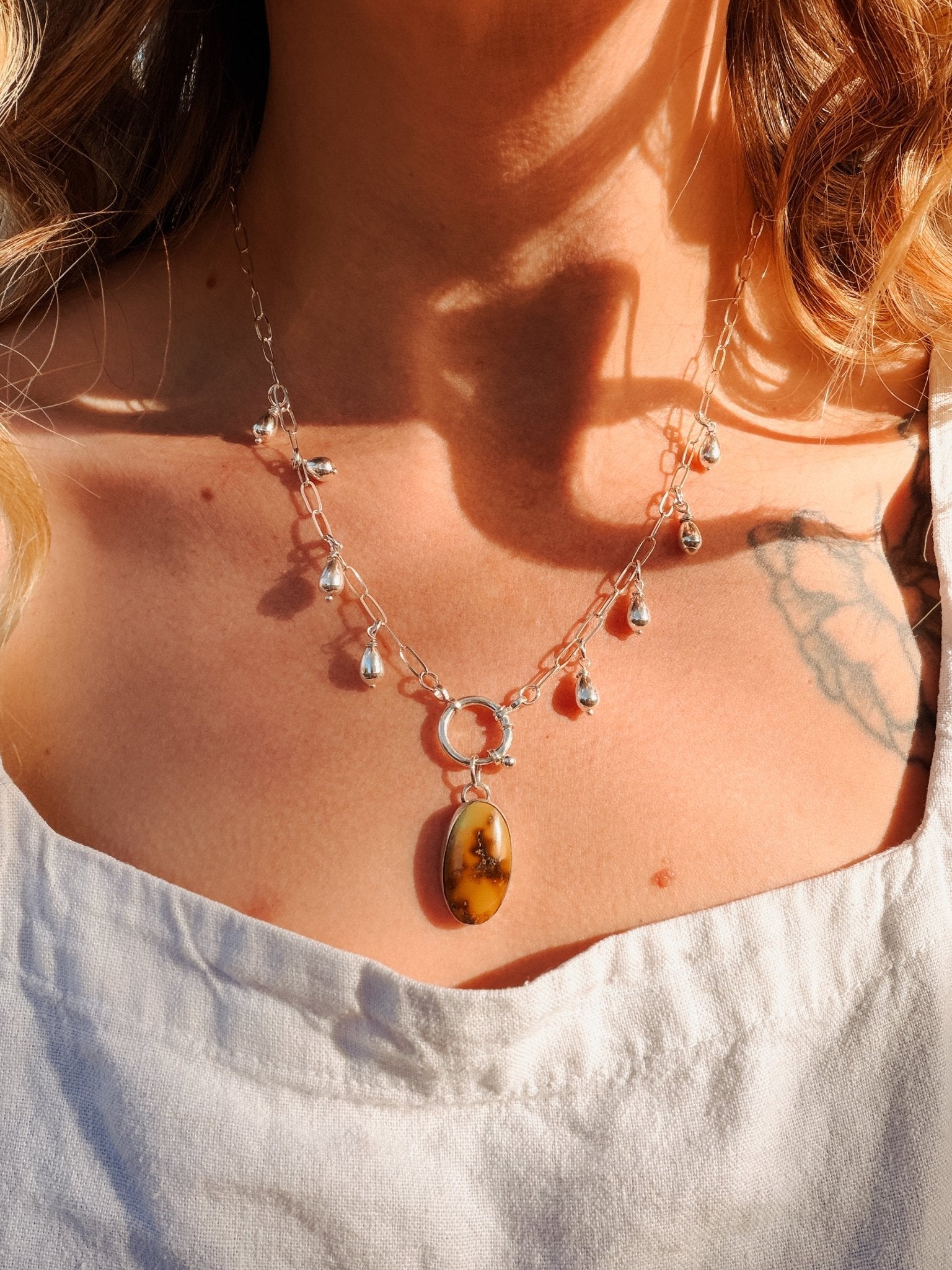 The Drippidy Drop Necklace in Hubei Turquoise - Golden Road Crafted