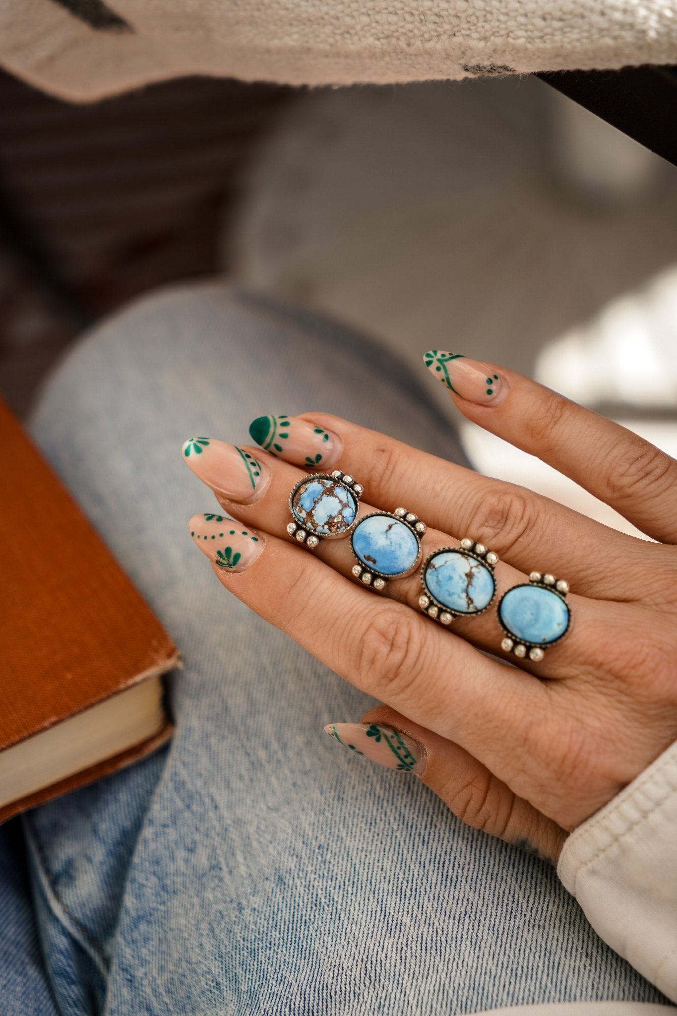 The Ellipsis Ring in Golden Hills Turquoise (Choose your size) - Golden Road Crafted