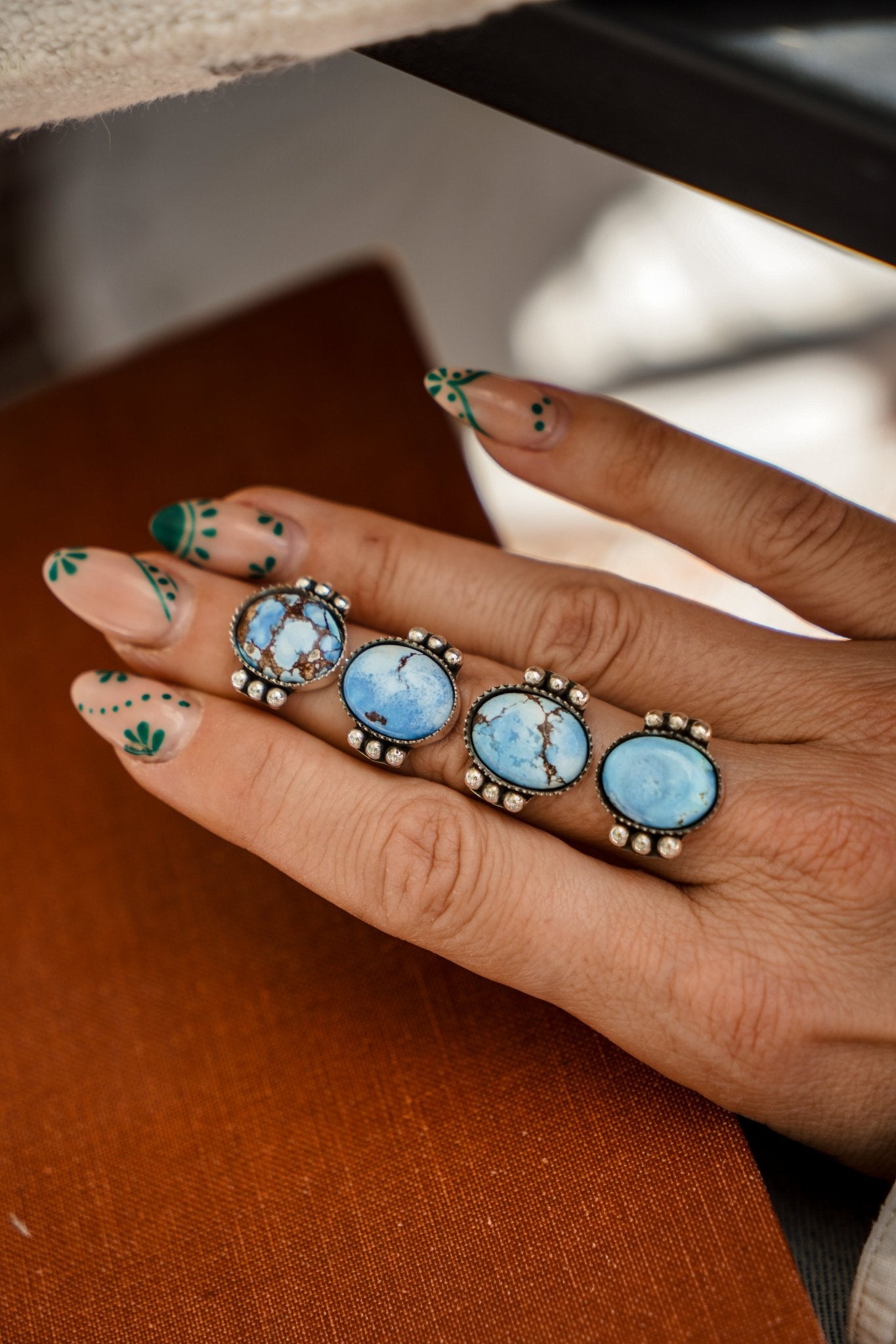 The Ellipsis Ring in Golden Hills Turquoise (Choose your size) - Golden Road Crafted