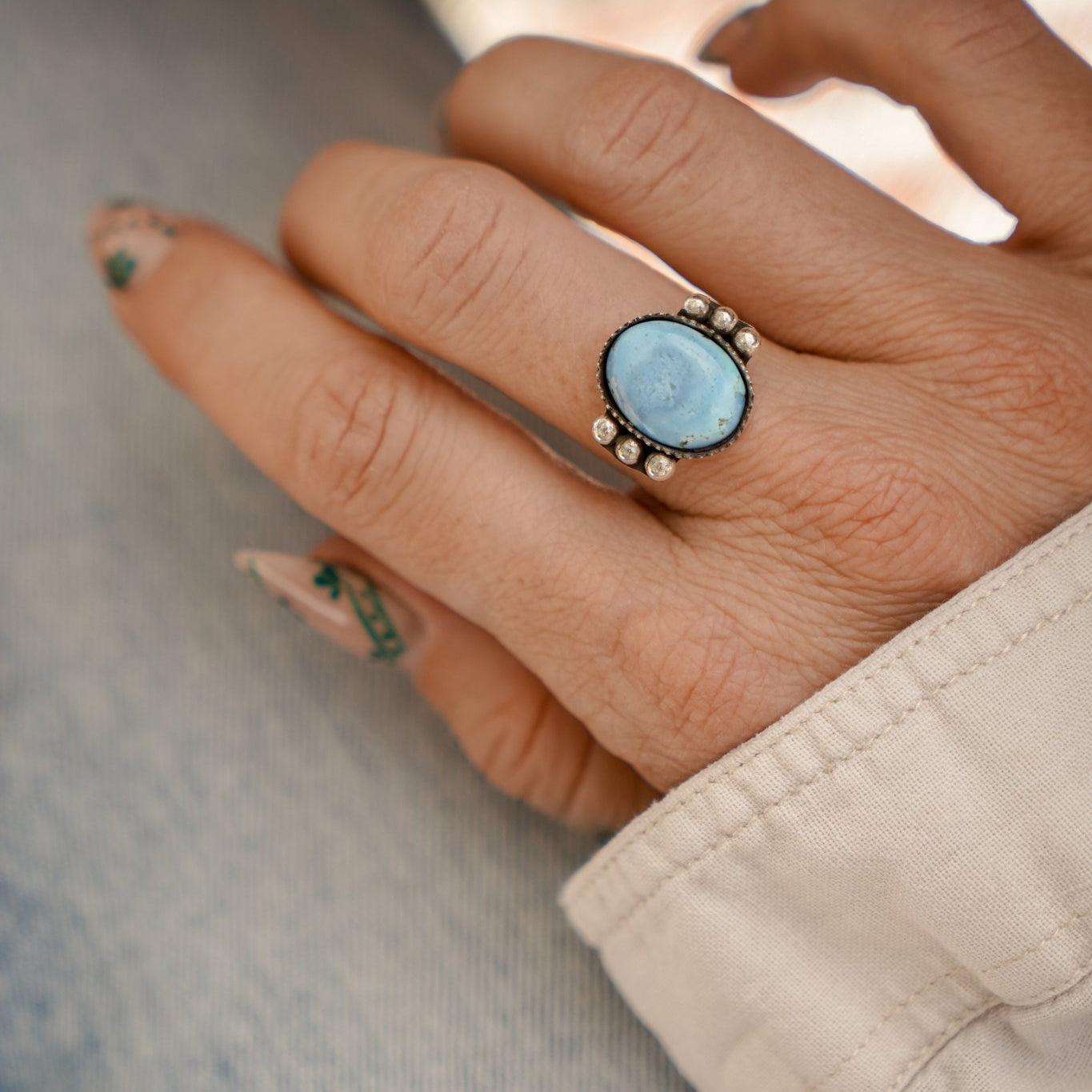 The Ellipsis Ring in Golden Hills Turquoise (Choose your size) - Golden Road Crafted
