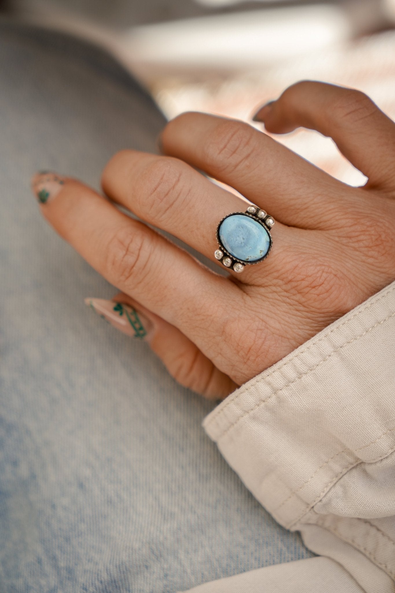 The Ellipsis Ring in Golden Hills Turquoise (Choose your size) - Golden Road Crafted