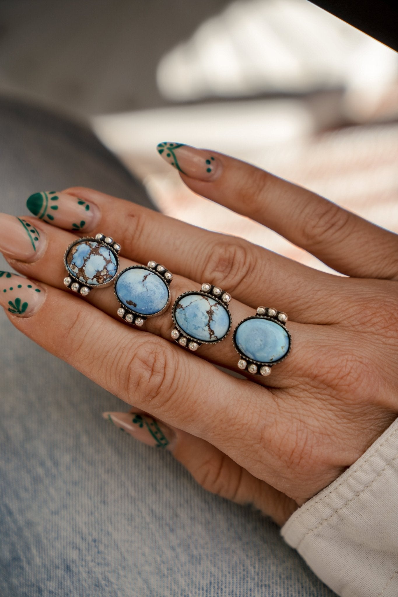 The Ellipsis Ring in Golden Hills Turquoise (Choose your size) - Golden Road Crafted