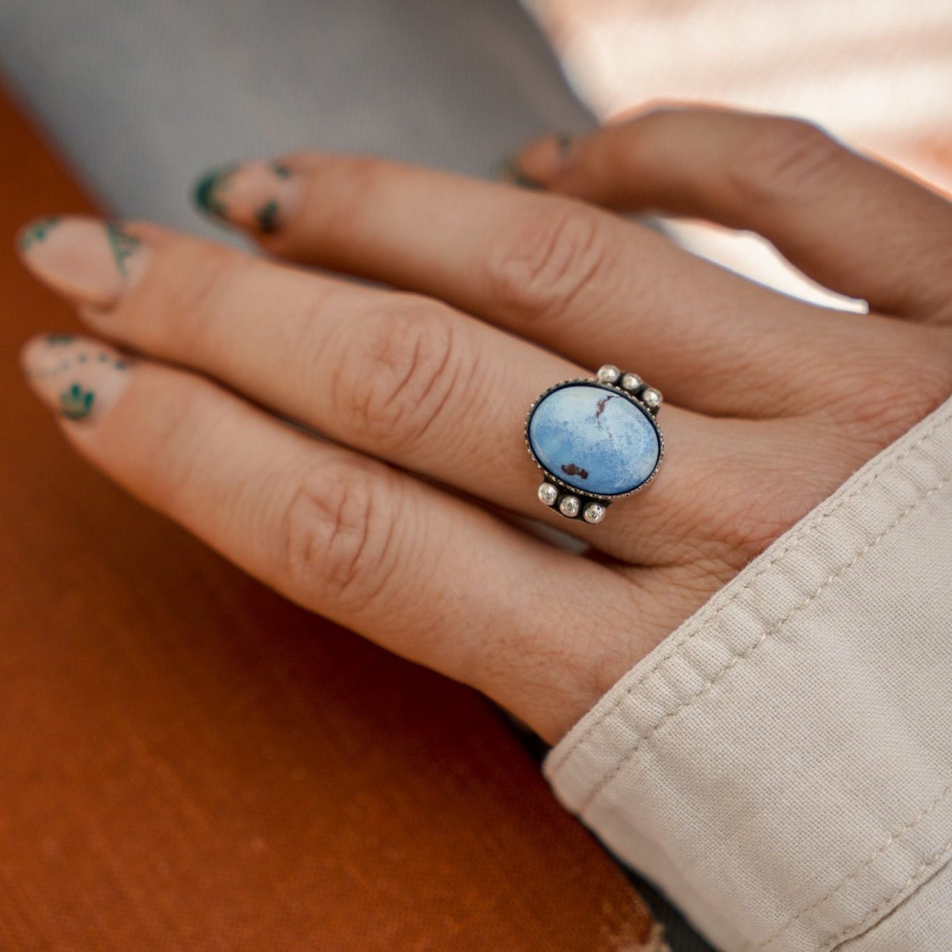 The Ellipsis Ring in Golden Hills Turquoise (Choose your size) - Golden Road Crafted