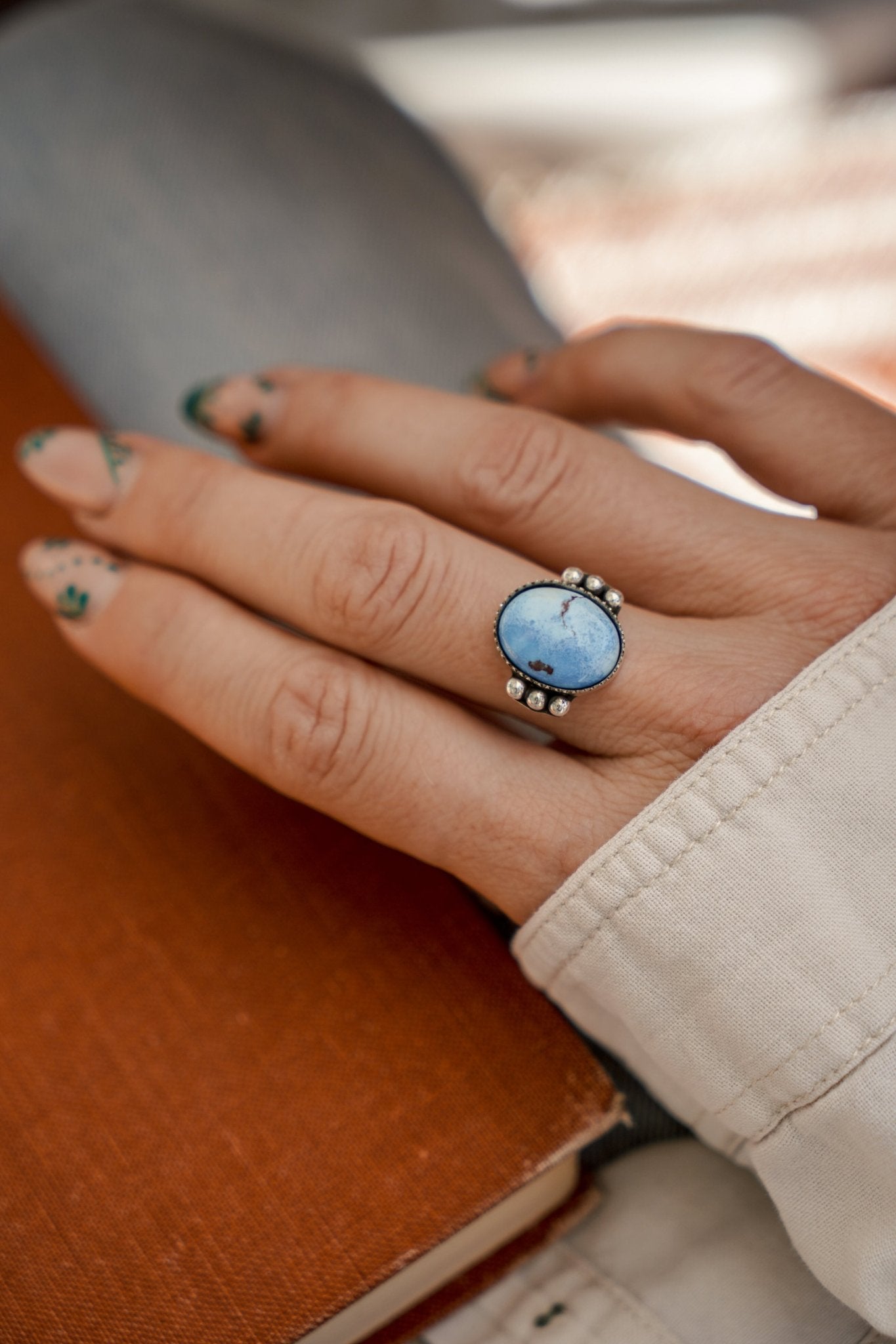 The Ellipsis Ring in Golden Hills Turquoise (Choose your size) - Golden Road Crafted