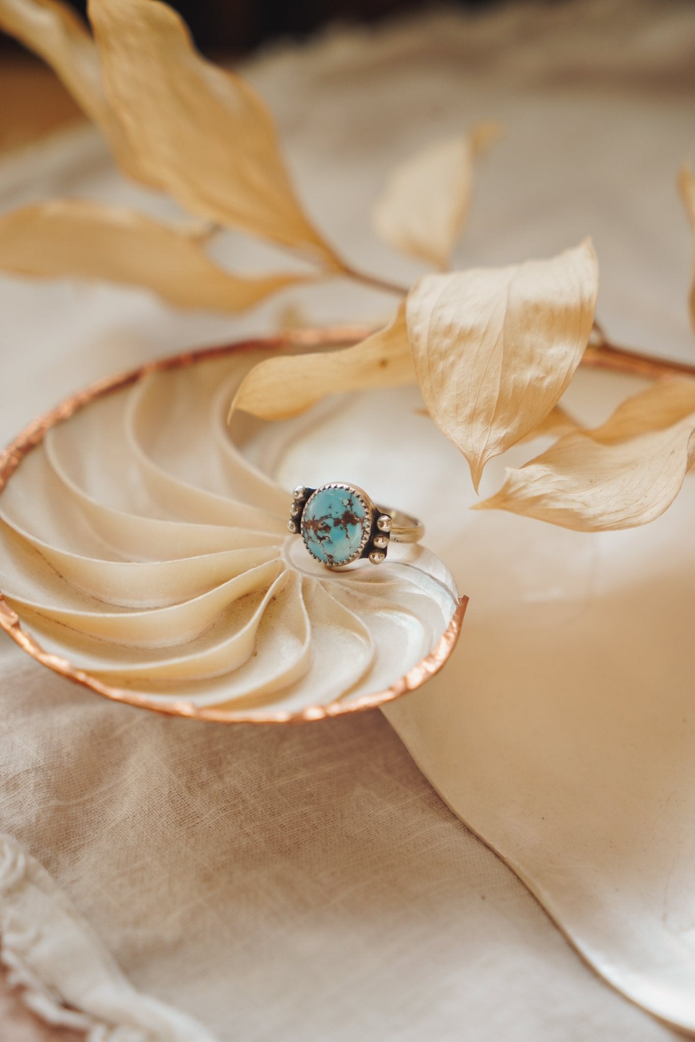 The Ellipsis Ring in Golden Hills Turquoise (Size 7) - Golden Road Crafted