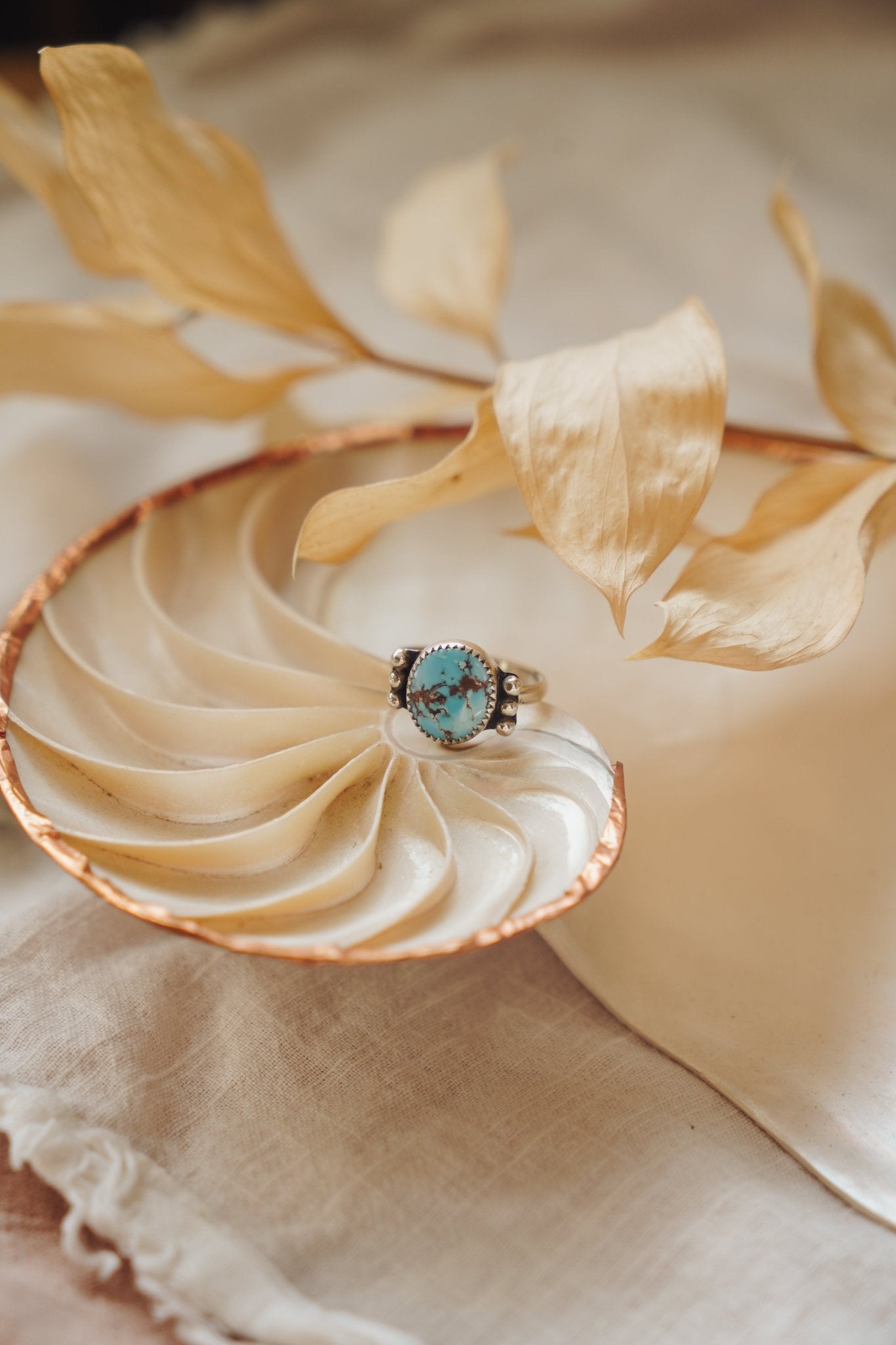 The Ellipsis Ring in Golden Hills Turquoise (Size 7) - Golden Road Crafted
