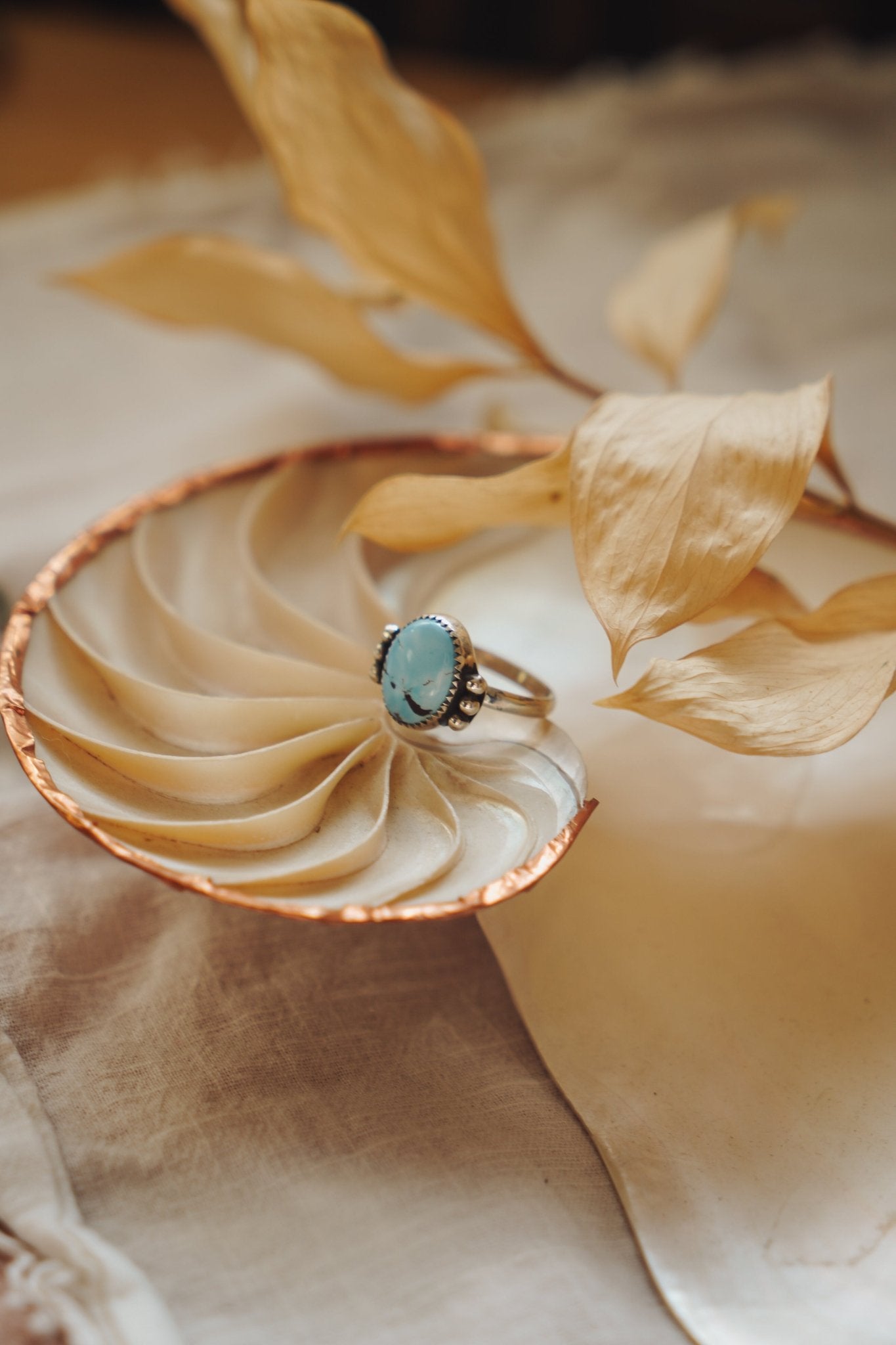 The Ellipsis Ring in Golden Hills Turquoise (Size 7.5) - Golden Road Crafted
