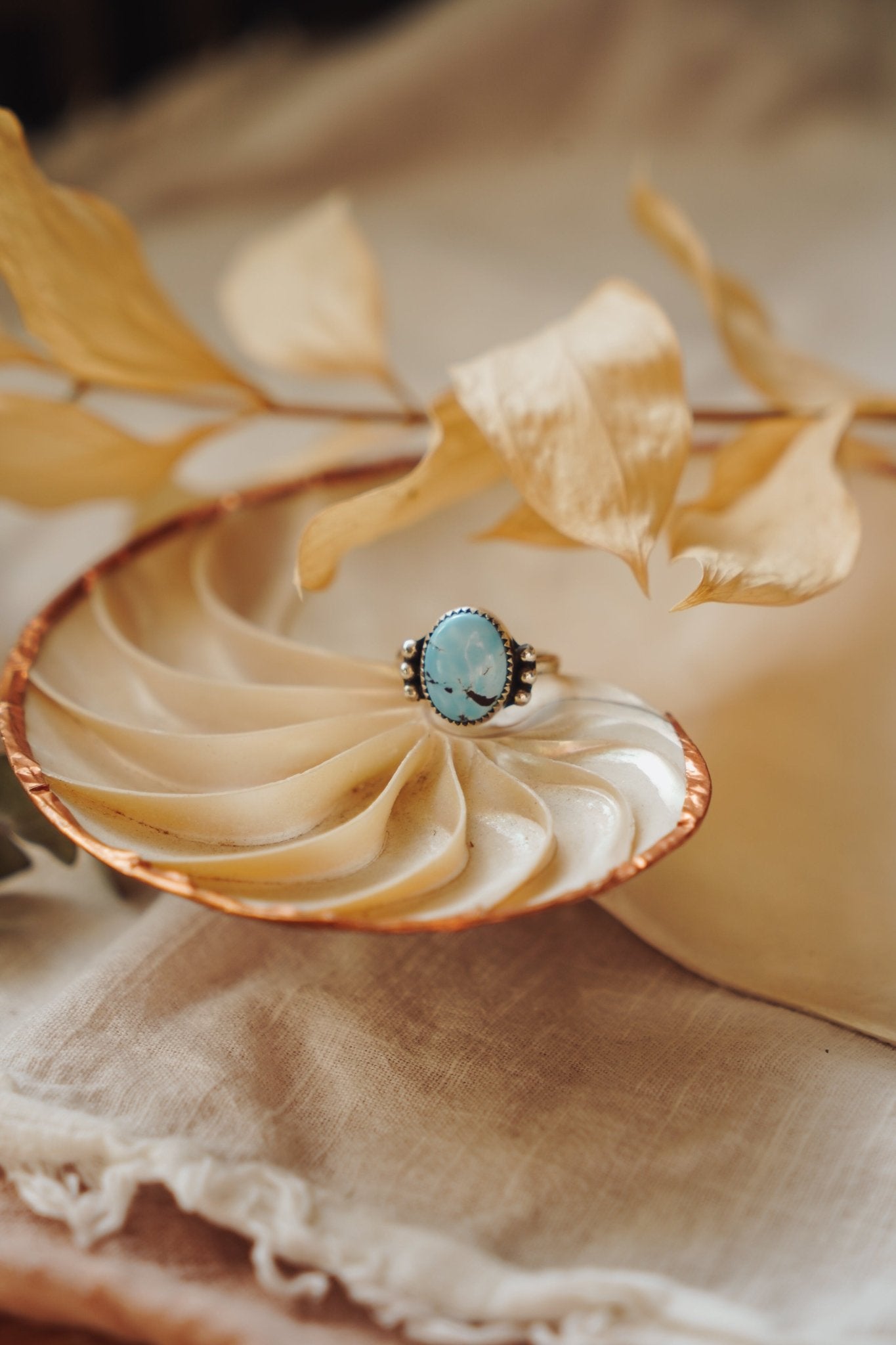 The Ellipsis Ring in Golden Hills Turquoise (Size 7.5) - Golden Road Crafted