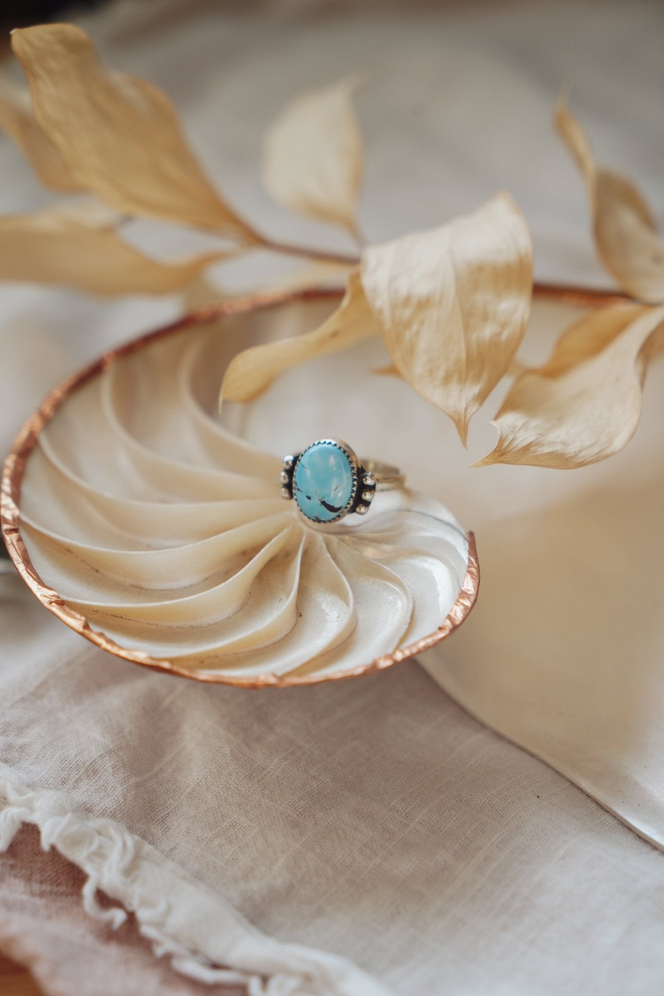 The Ellipsis Ring in Golden Hills Turquoise (Size 7.5) - Golden Road Crafted