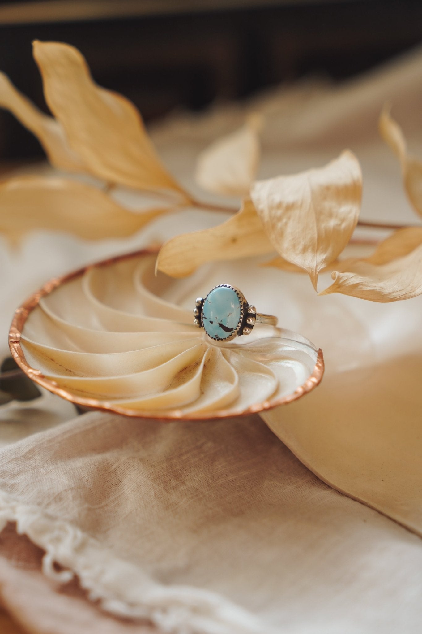 The Ellipsis Ring in Golden Hills Turquoise (Size 7.5) - Golden Road Crafted