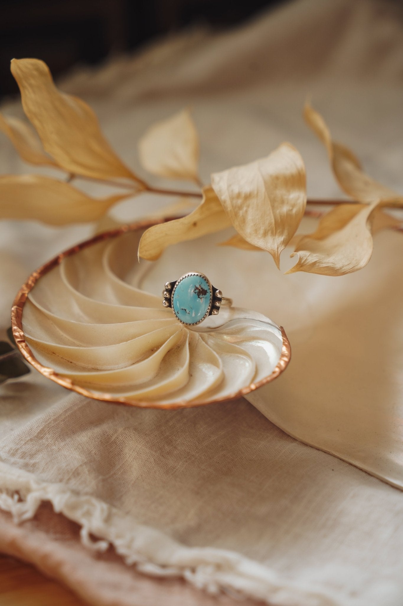The Ellipsis Ring in Golden Hills Turquoise (Size 8.75) - Golden Road Crafted