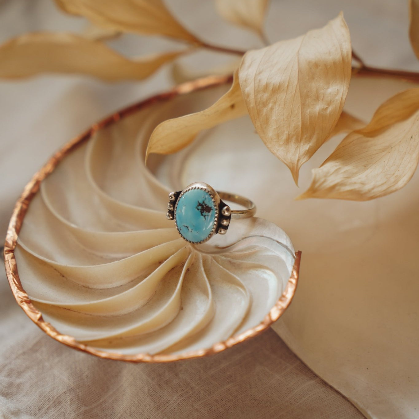 The Ellipsis Ring in Golden Hills Turquoise (Size 8.75) - Golden Road Crafted