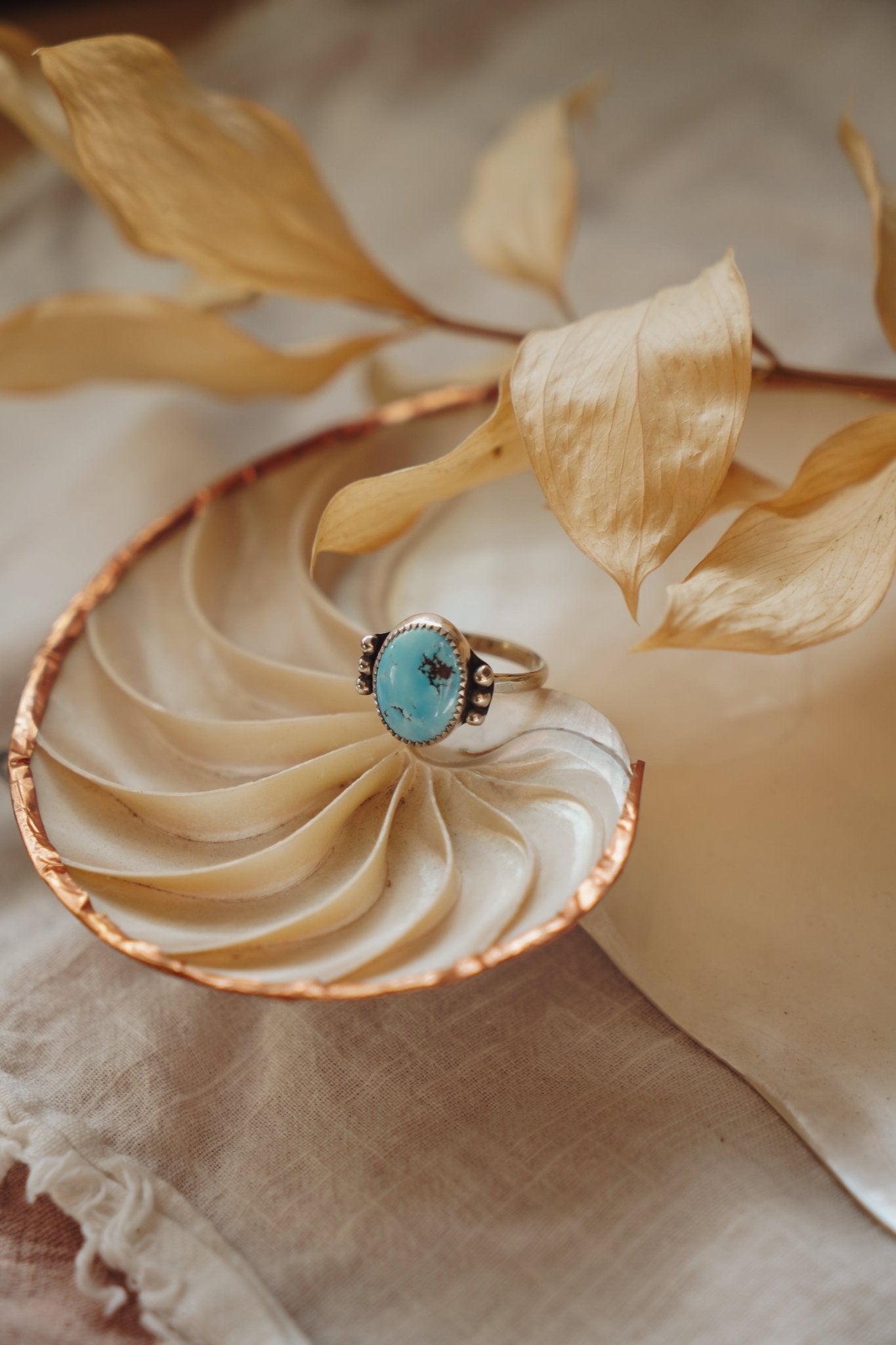The Ellipsis Ring in Golden Hills Turquoise (Size 8.75) - Golden Road Crafted